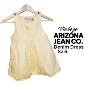 ARIZONA JEAN CO. Sz 6 Denim Yellow Embroidered Center Kite Detail Jean Dress